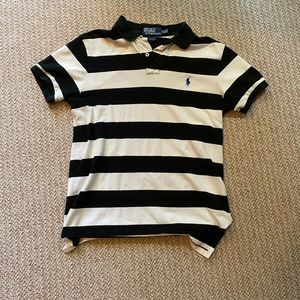 Polo Ralph Lauren Black White Stripe Shirt Men Size M